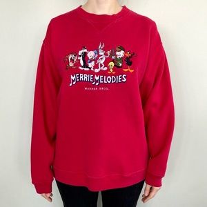 Vintage 1997 Warner Brothers Looney Tunes embroidered graphic sweatshirt. ❤️